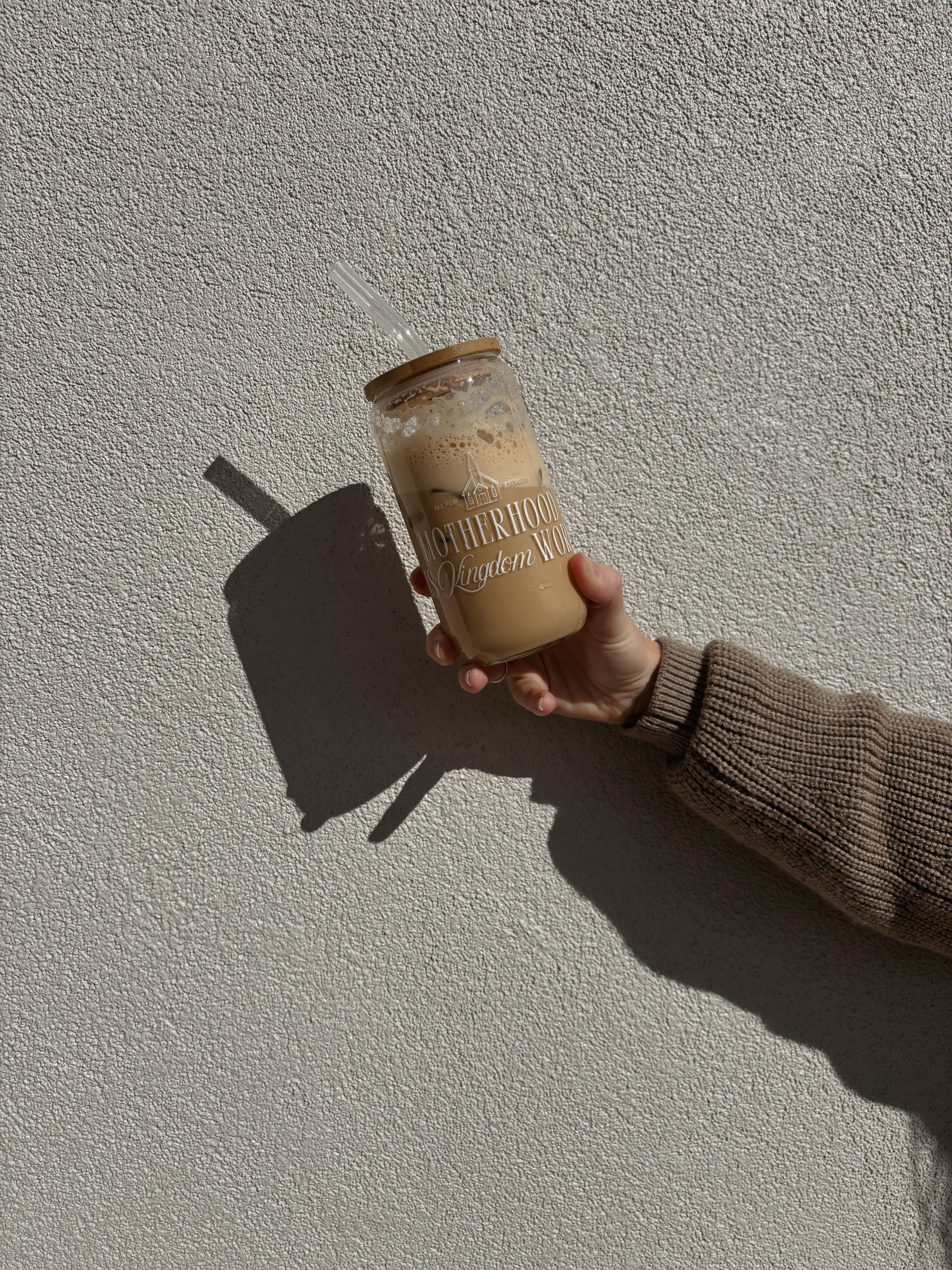 Motherhood is Kingdom Work Glass Cup w/ Lid