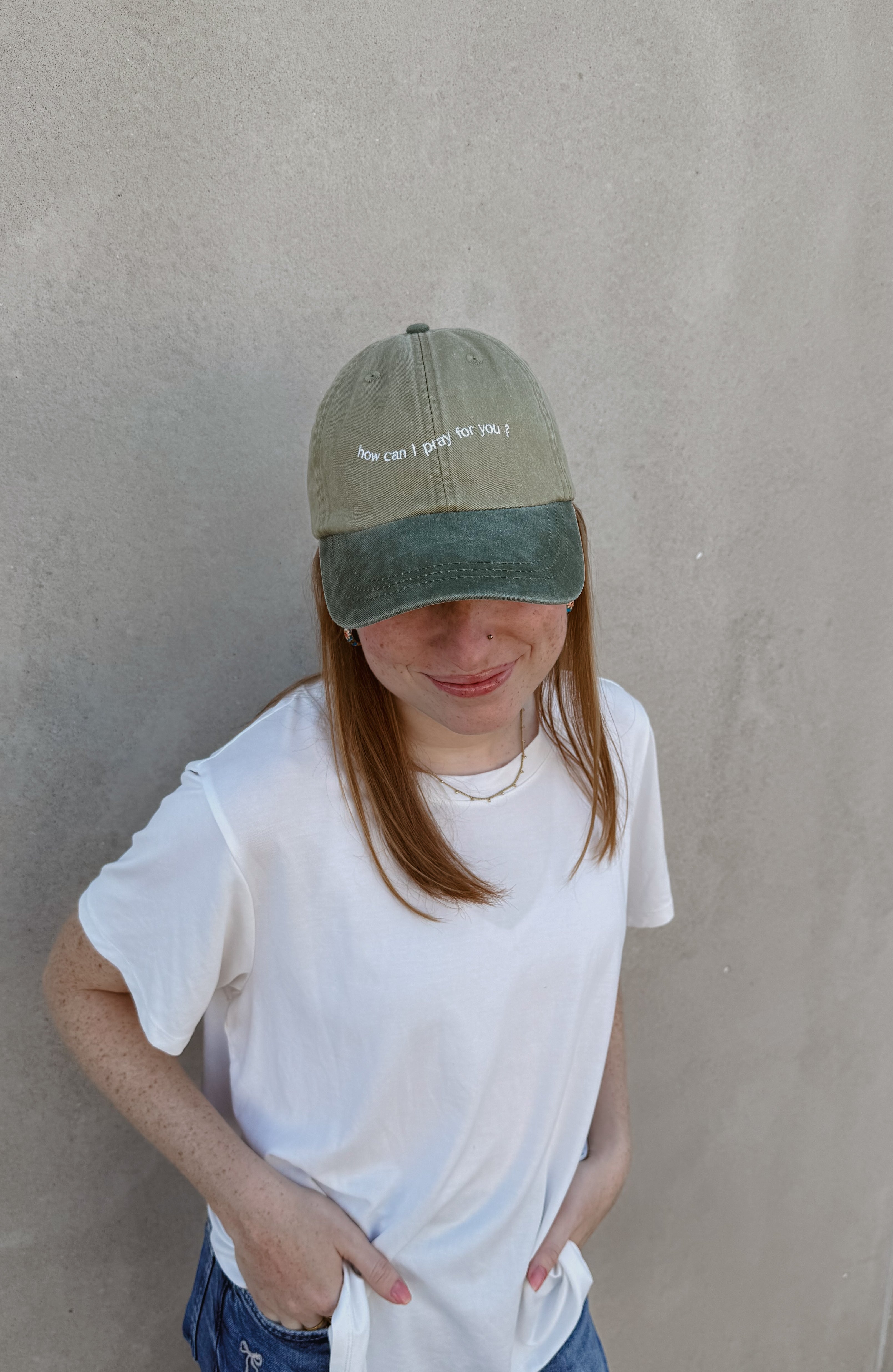 Embroidered "HCIPFY?" Dad Hat-Khaki + Spruce